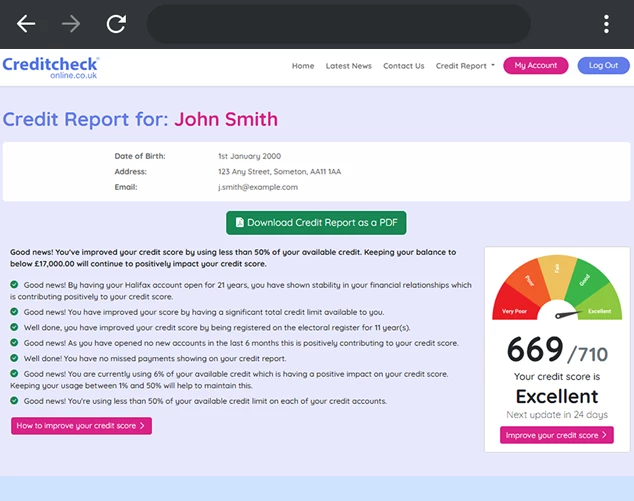 Credit Report Example Credit Report